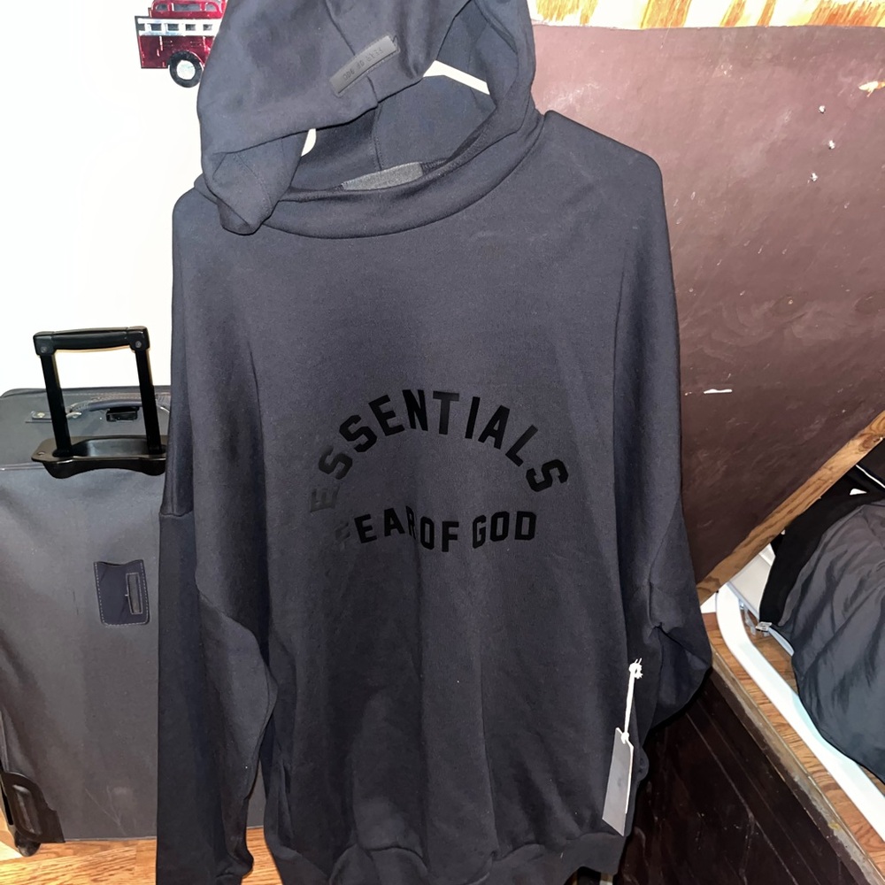Fear of God Essentials Black Pull Over Hoodie size XXL